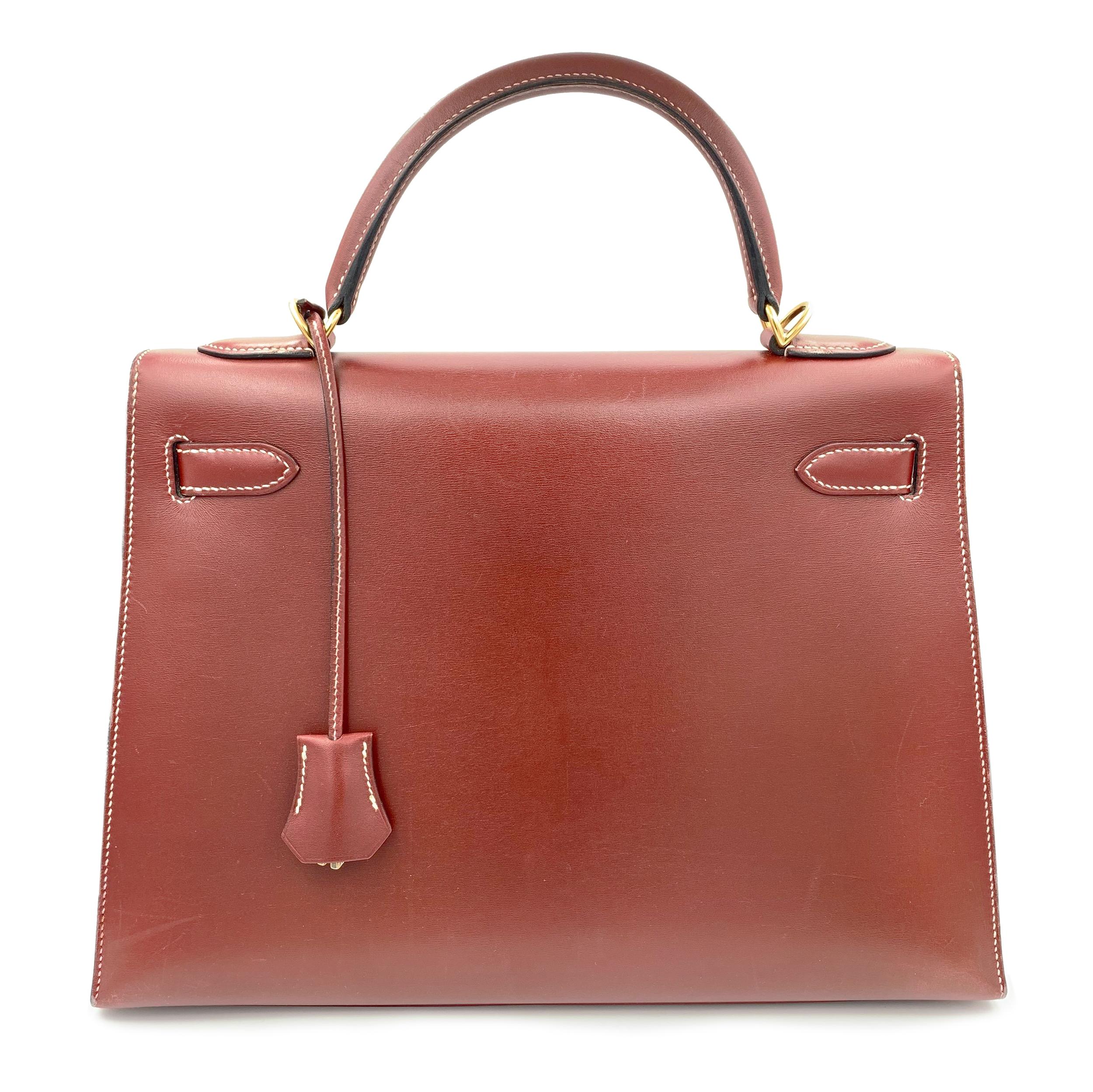 Hermes Kelly 30 Wine Color Leather Ladies Handbag 4