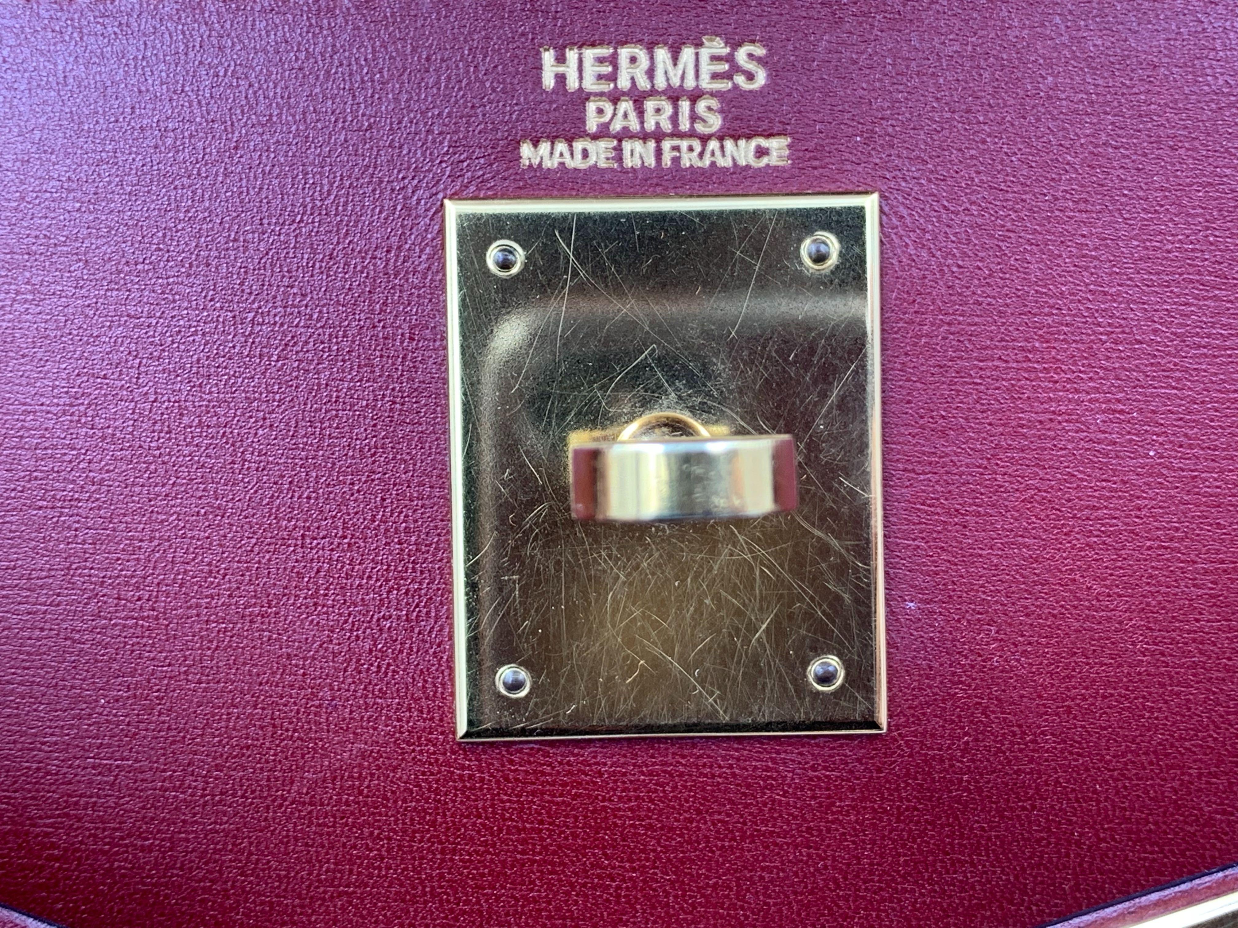 Women's Hermes Kelly 30 Wine Color Leather Ladies Handbag