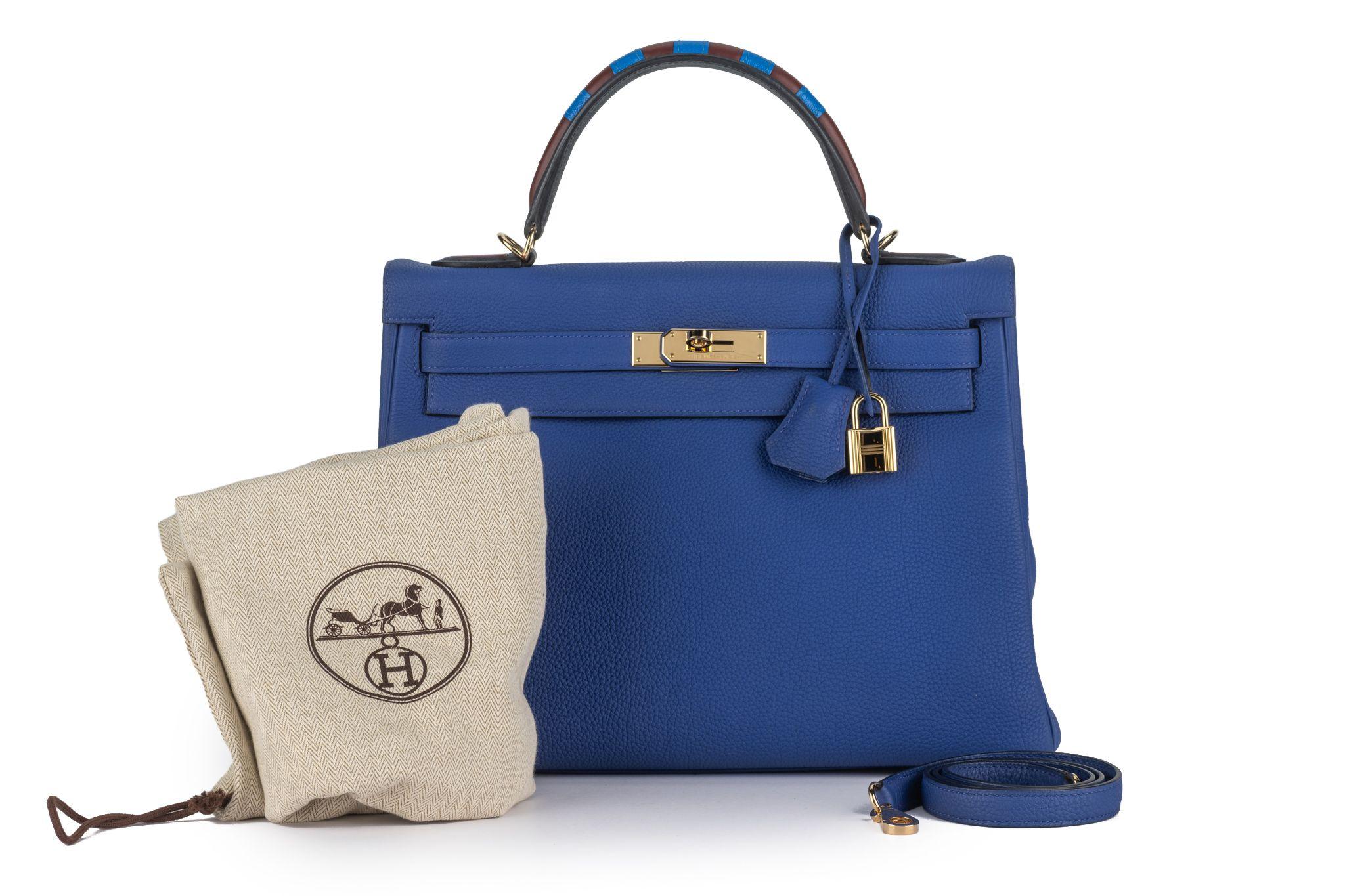 Hermès Kelly 32 Au Trot Electric Blue For Sale 15