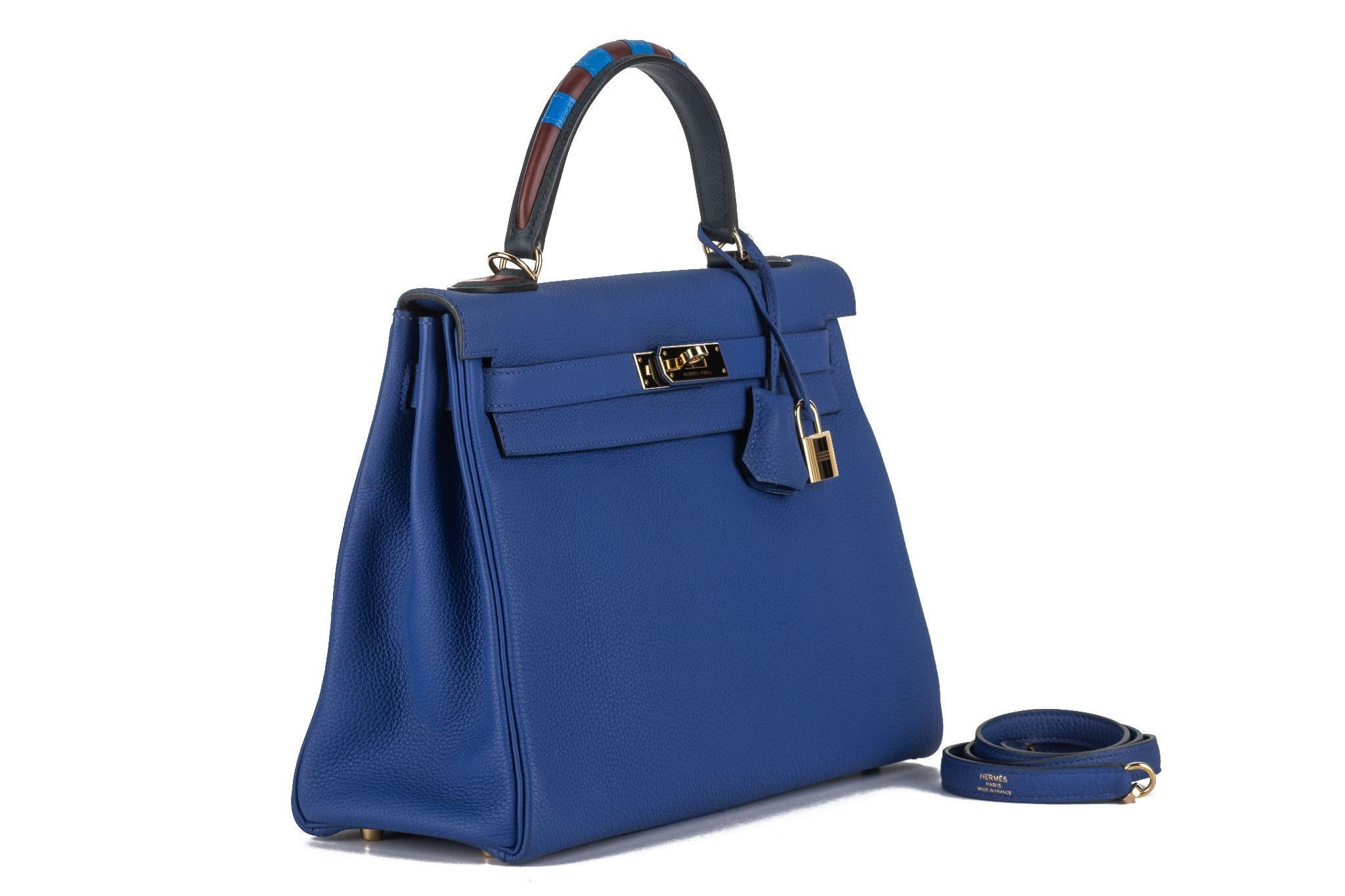 Hermès Kelly 32 Au Trot Electric Blue In Excellent Condition For Sale In West Hollywood, CA