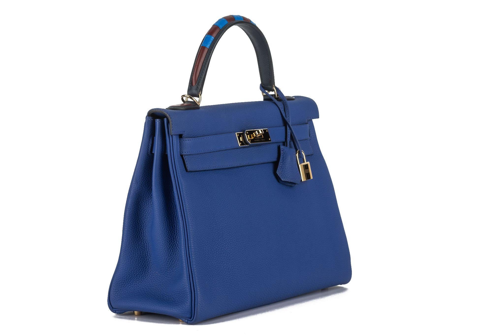 Women's Hermès Kelly 32 Au Trot Electric Blue For Sale