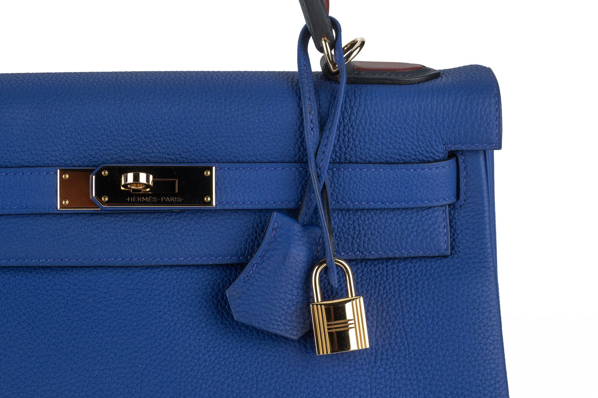 Hermès Kelly 32 Au Trot Electric Blue For Sale 4