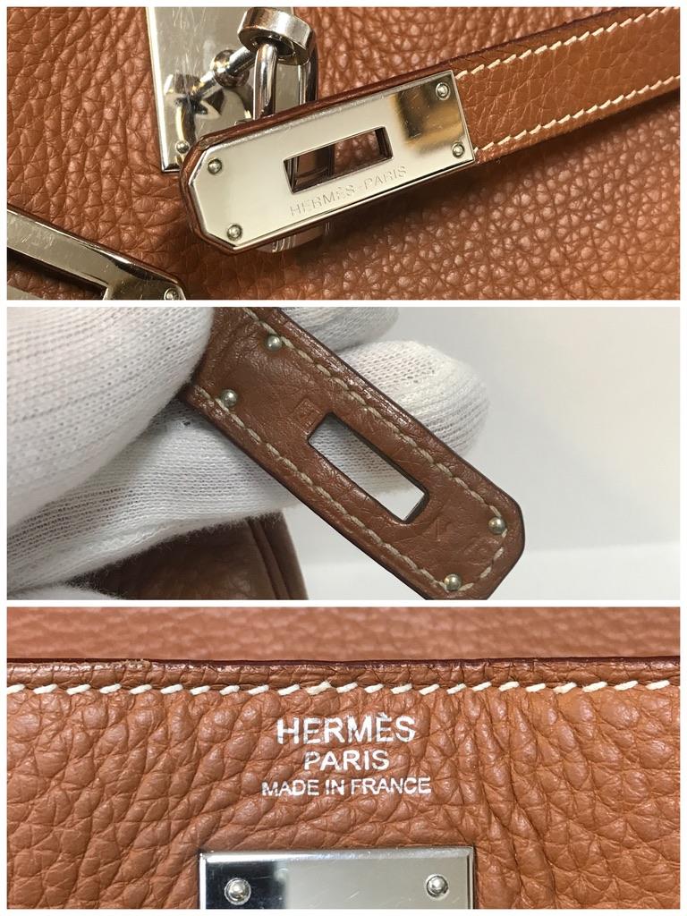 Hermes Kelly 32 Bag brown leather epsom/tan with silver Hardware Tote/Crossbody For Sale 9