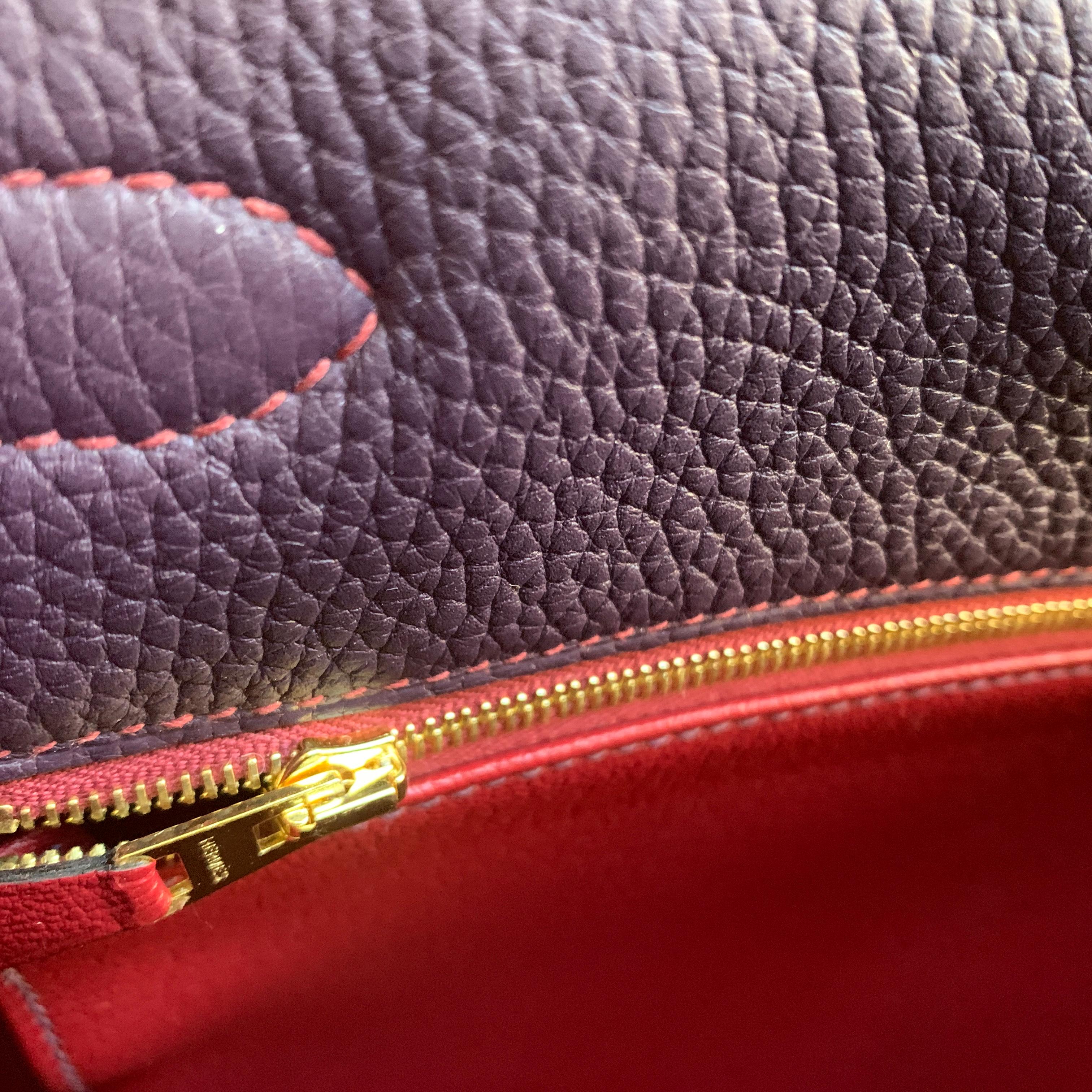 Hermes Kelly 32 Bag HSS Special order Raisin Pink Stitching Gold Hardware 3
