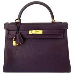 Hermes Kelly 32 Bag HSS Special order Raisin Pink Stitching Gold Hardware