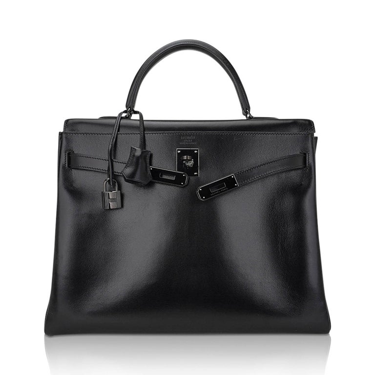 Hermes Kelly 32 Tasche Limited Edition So Black Box Leder im