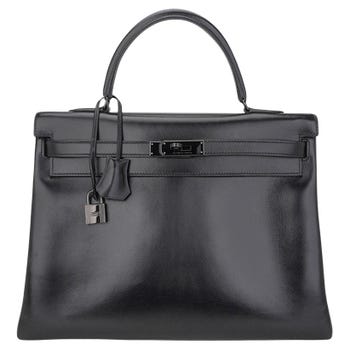 Hermès Kelly 32 Bag Limited Edition So Black Box Leather, 21st century 