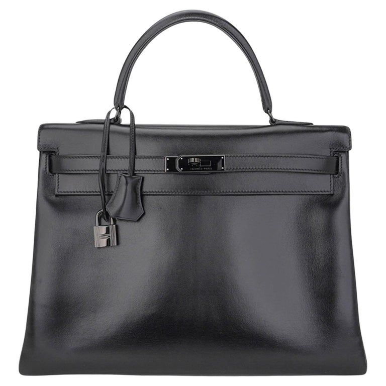 Hermes Kelly 32 Tasche Limited Edition So Black Box Leder im