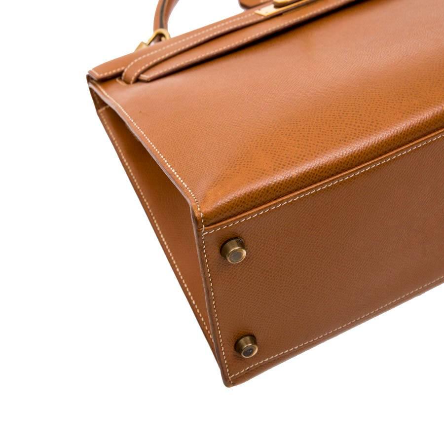 Brown Hermes Gold Epsom Leather Sellier Kelly 32 Bag 
