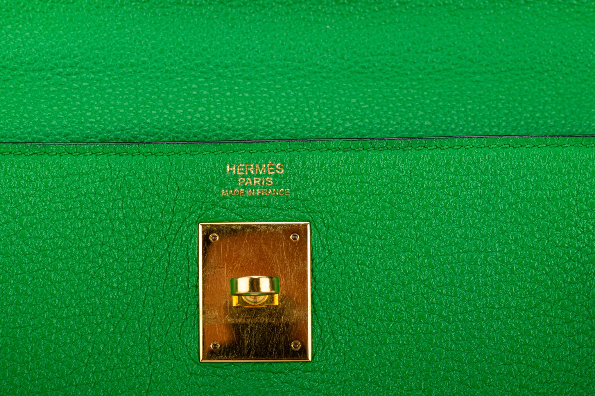 Hermes Kelly 32 Bamboo Clemence Gold Hardware Bag 6