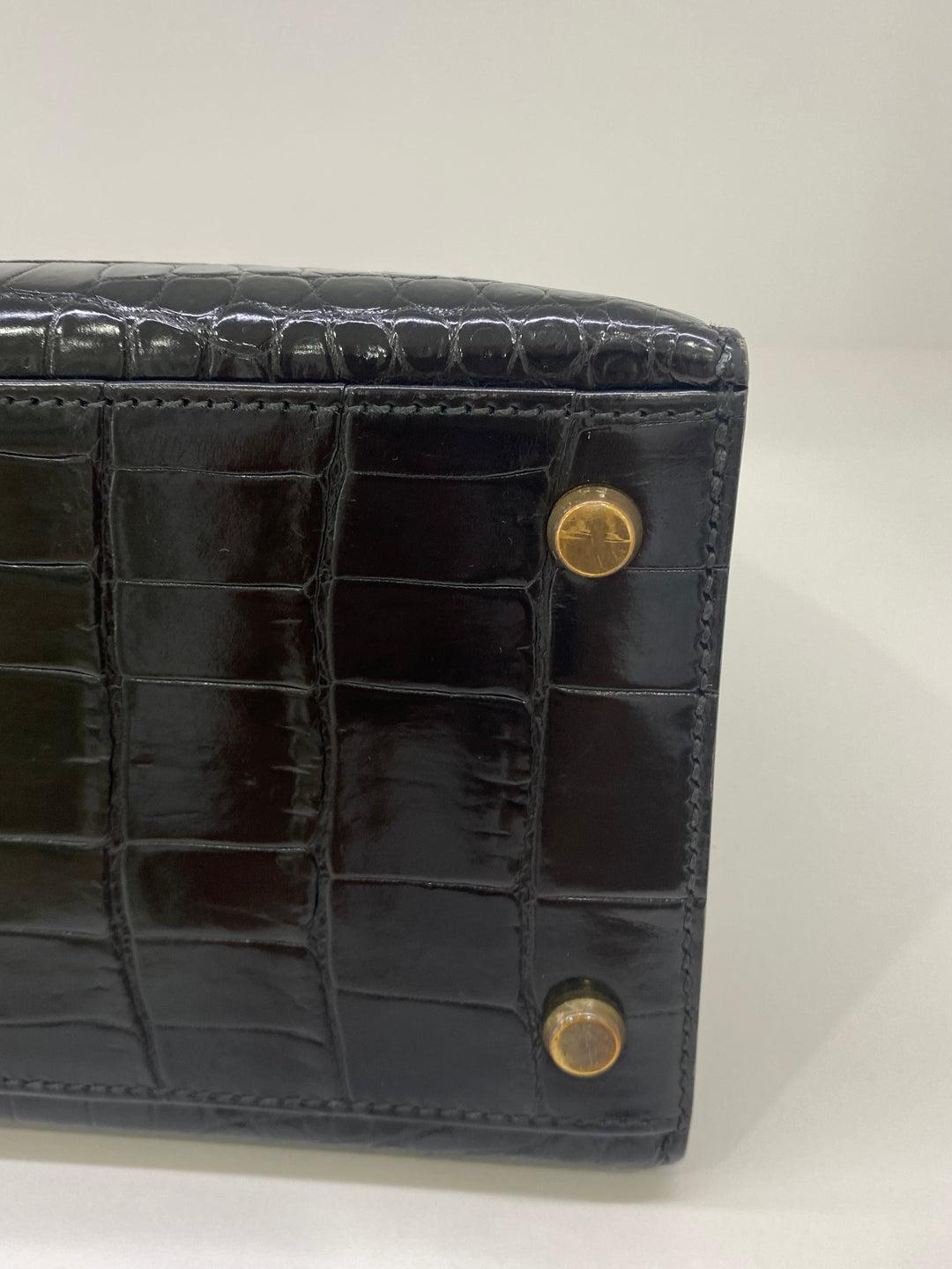 Hermes Kelly 32 Black Alligator GHW (1994) 7