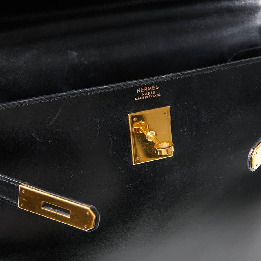 HERMES Kelly 32 Black Box Calfskin Bag 9