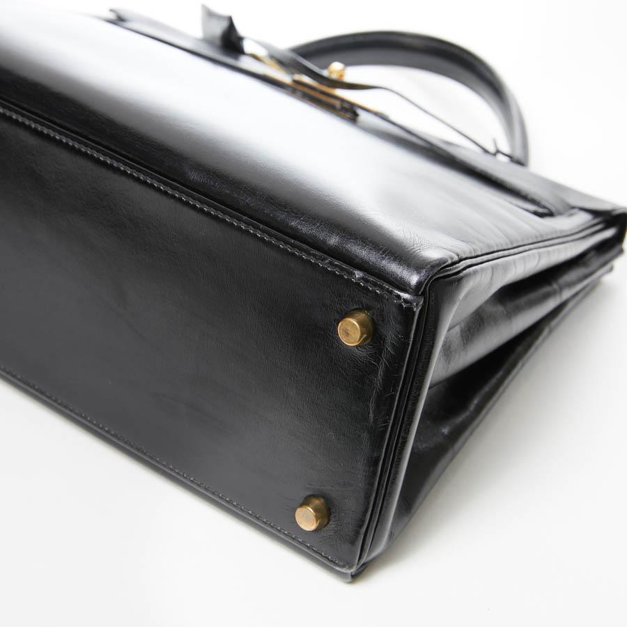 HERMES Kelly 32 Black Box Calfskin Bag 3