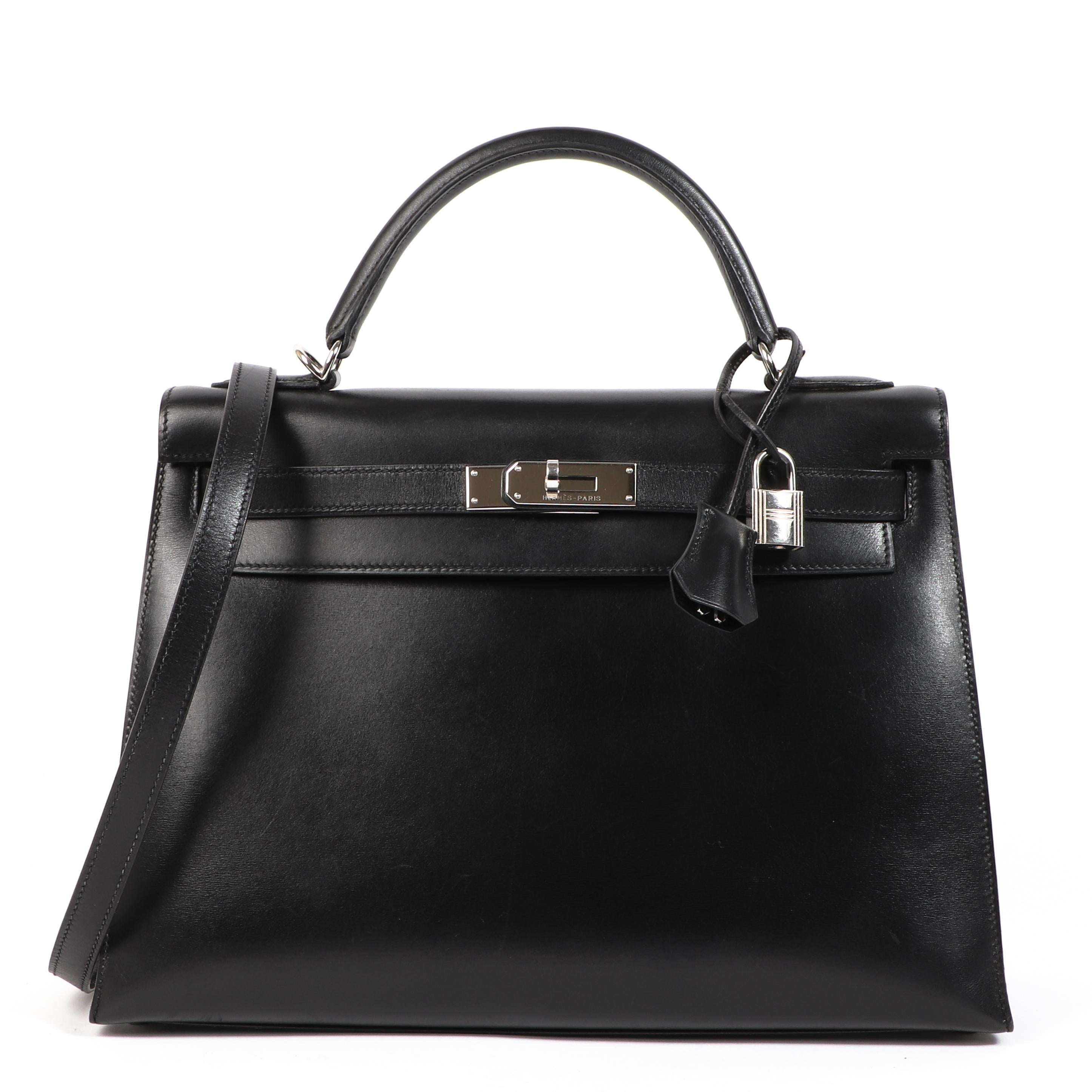 Hermès Kelly 32 Black Box Palladium Hardware

Effortlessly sophisticated, this Hermès Kelly 32 in Box leather is sleek and will never go out of style.

Comes in the most classic Black colour, the bag is paired with modern palladium plated hardware