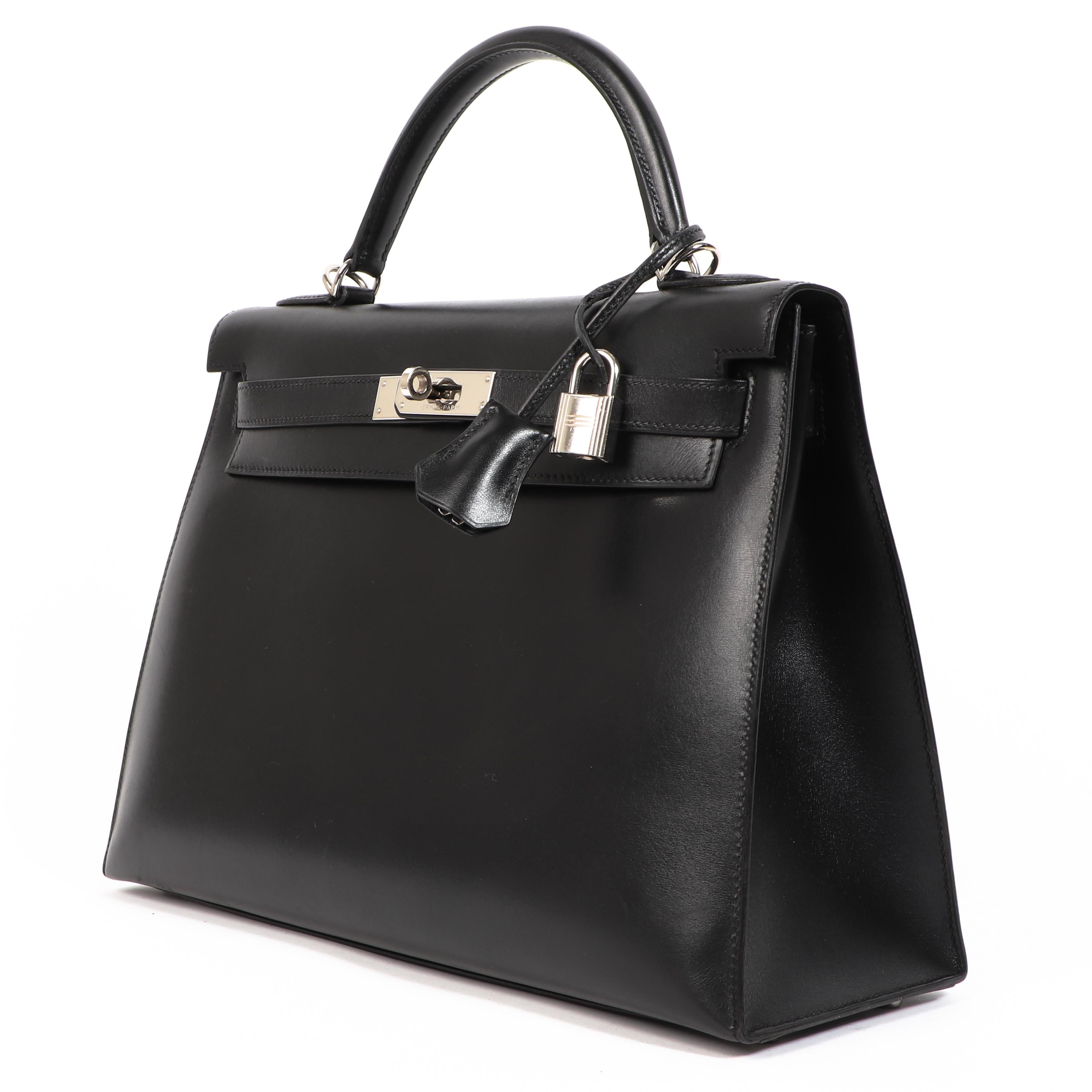 Noir Hermès Kelly 32 Black Box Palladium Hardware