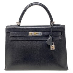 Hermès Kelly 32 Black Chèvre PHW