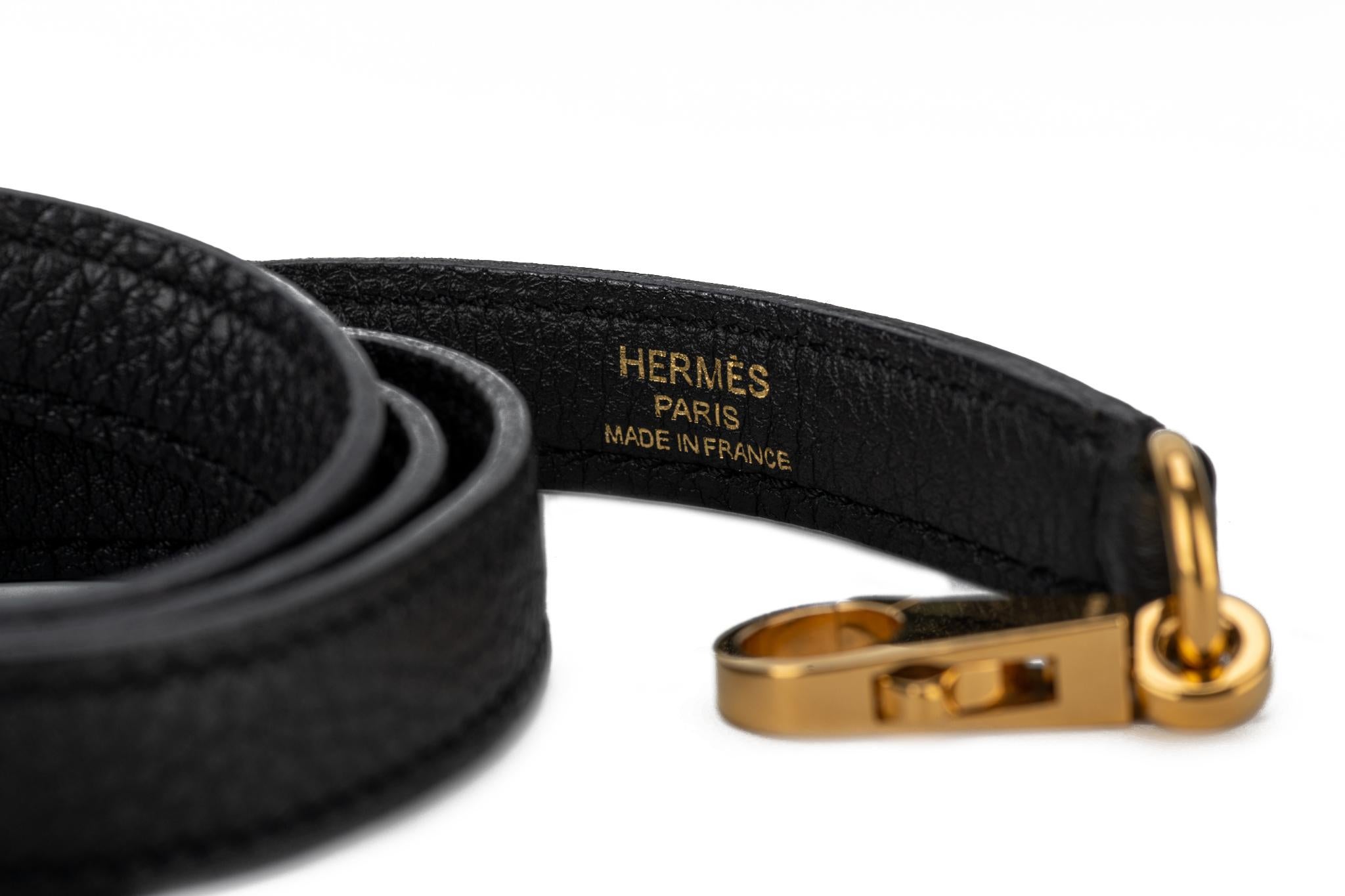 Hermes Kelly 32 Black Clemence Gold Bag 5