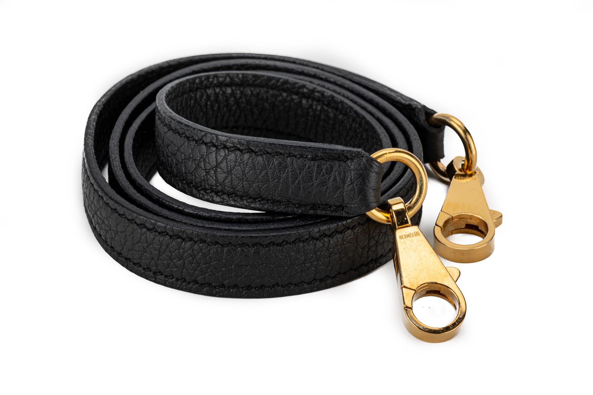 Hermes Kelly 32 Black Clemence Gold Bag 6