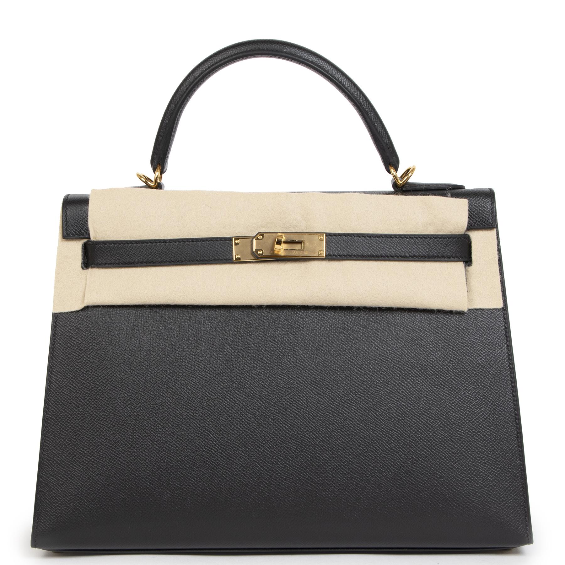 Hermès Kelly 32 Black Epsom GHW In New Condition For Sale In Antwerp, BE