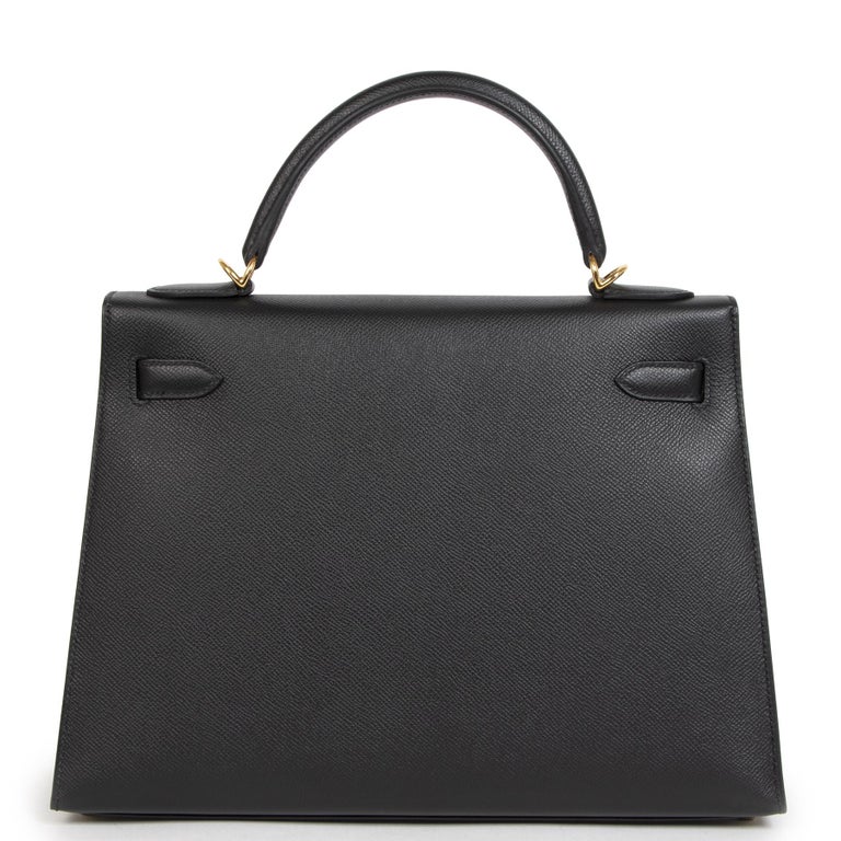 Hermès Kelly 32 Black Epsom GHW For Sale at 1stDibs