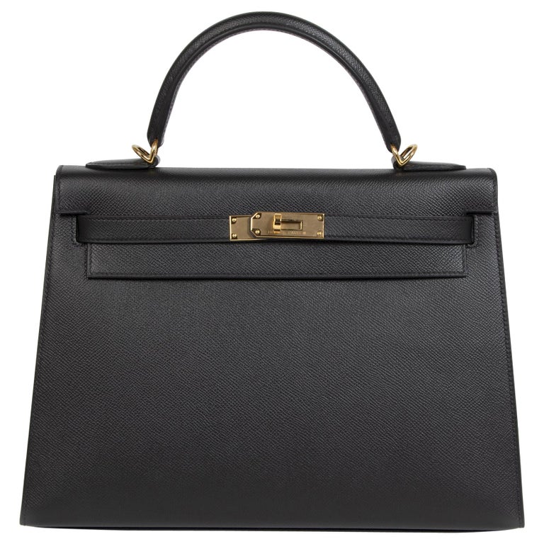 Hermès Kelly 32 Black Epsom GHW For Sale at 1stDibs