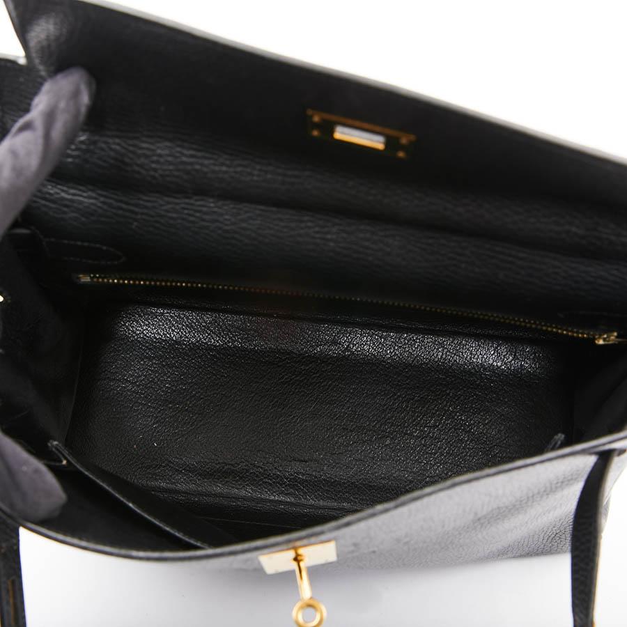 HERMES Kelly 32 Black Grained Leather Bag 4