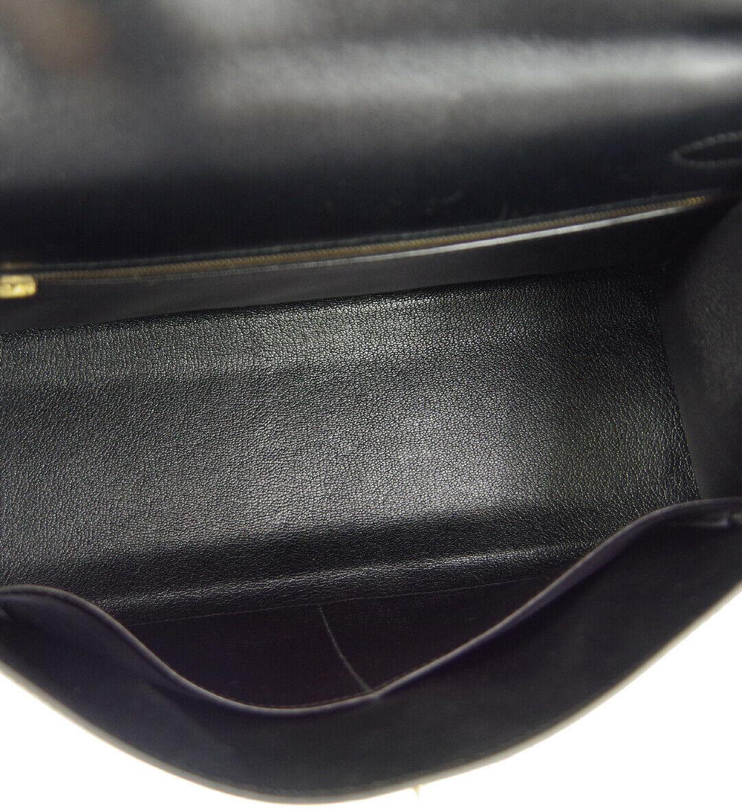 Hermes Kelly 32 Black Leather Gold Top Handle Satchel Shoulder Bag 2