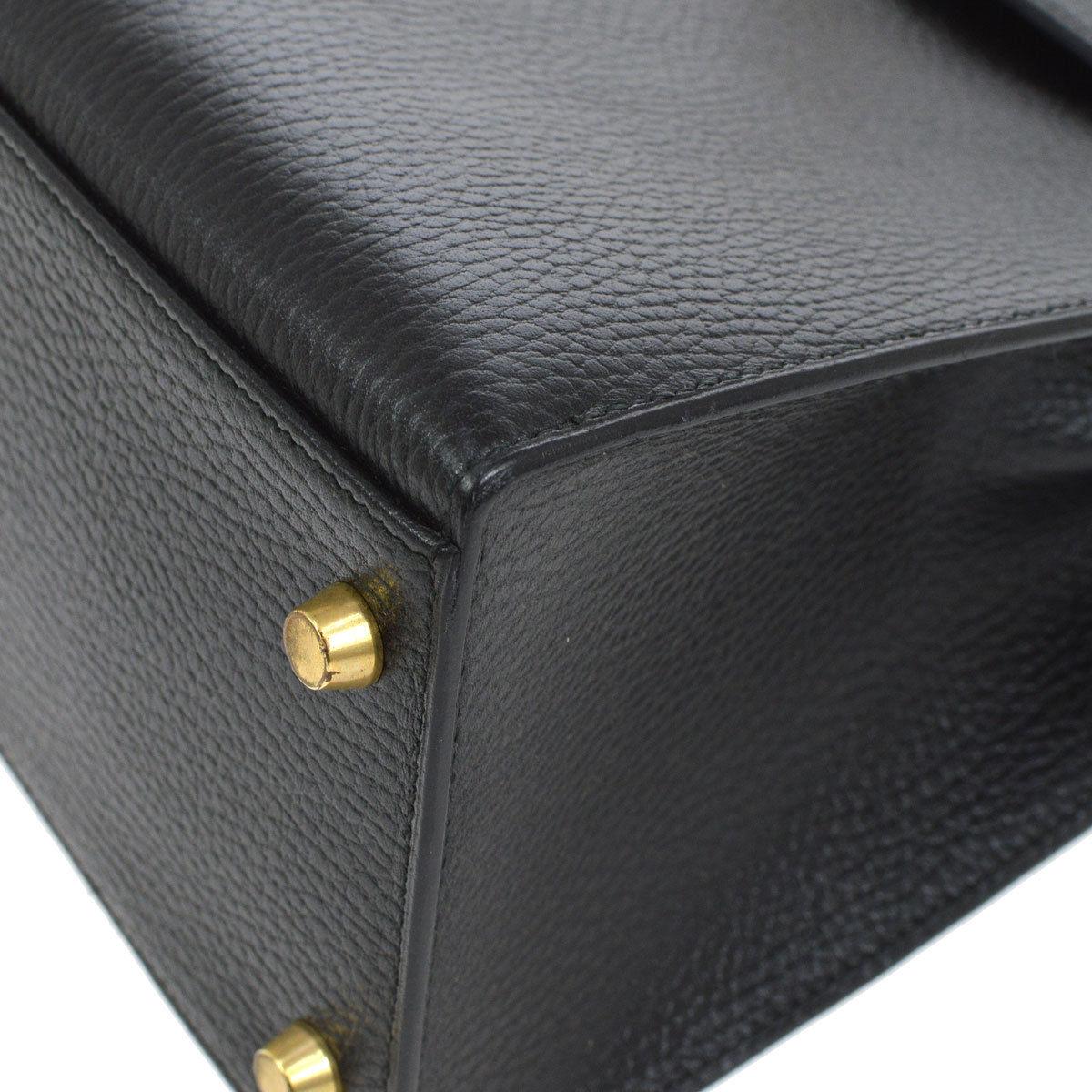 Hermes Kelly 32 Black Leather Gold Top Handle Satchel Shoulder Bag in Box 1