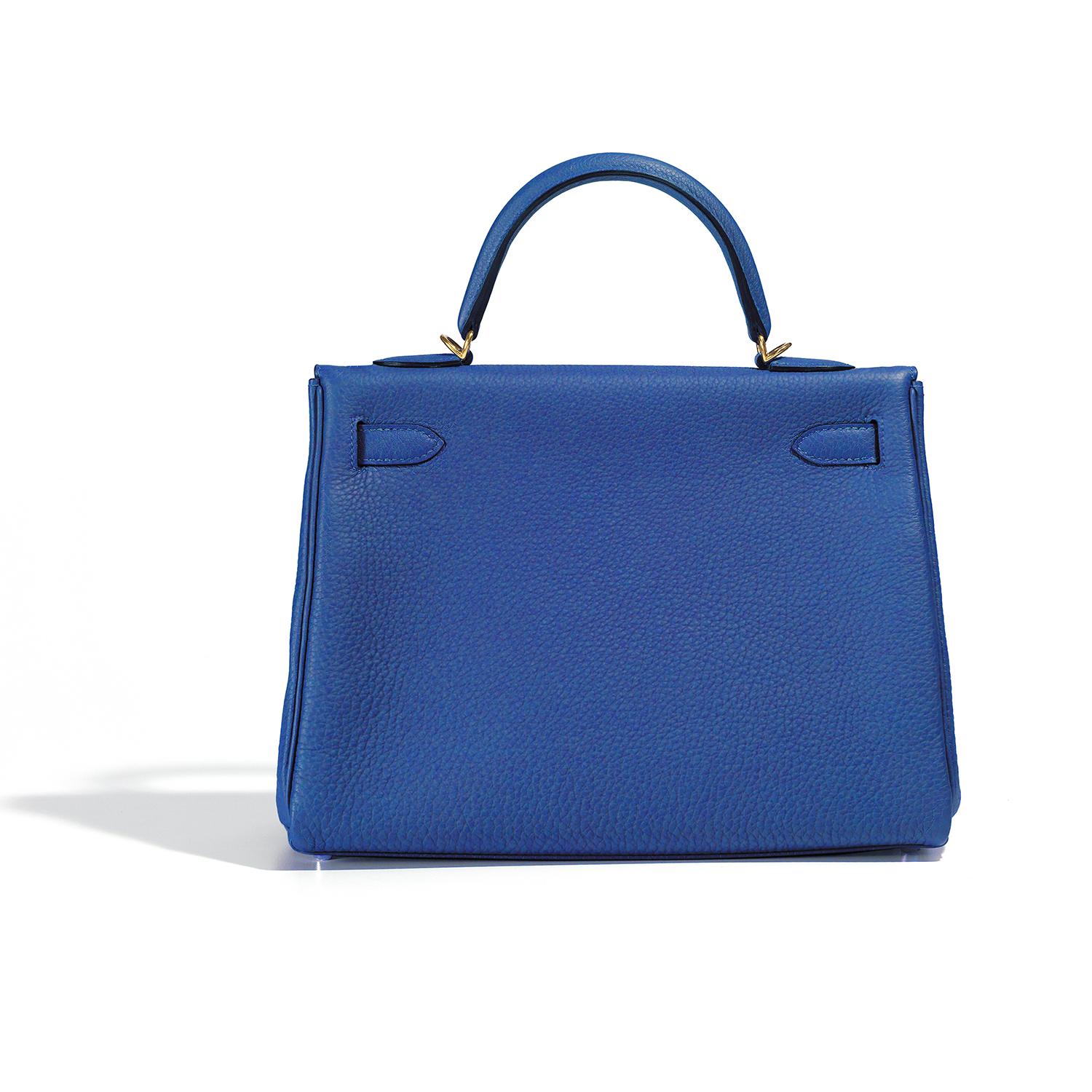 Hermès Kelly 32 Blue GHW In Excellent Condition In London, GB