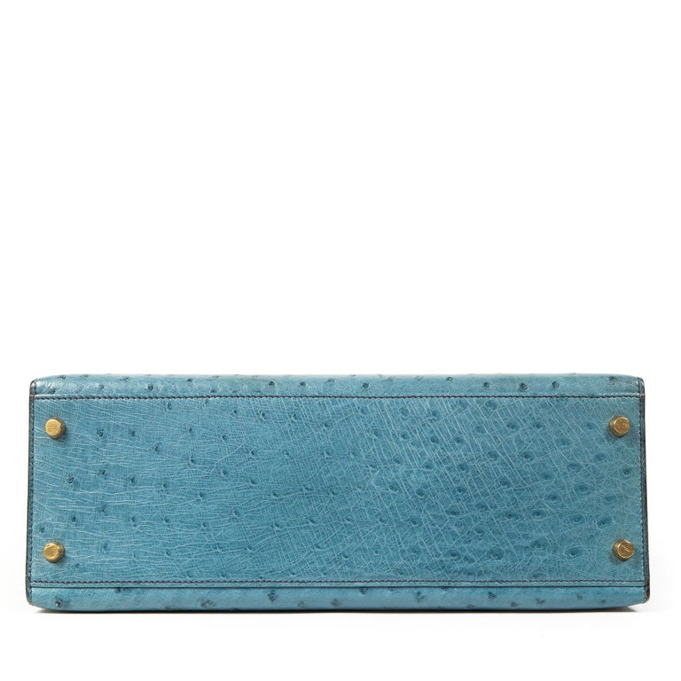 Kelly 32 ostrich handbag Hermès Blue in Ostrich - 24810437