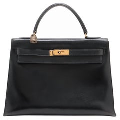Hermes Kelly 32 Box Kalb Schwarz