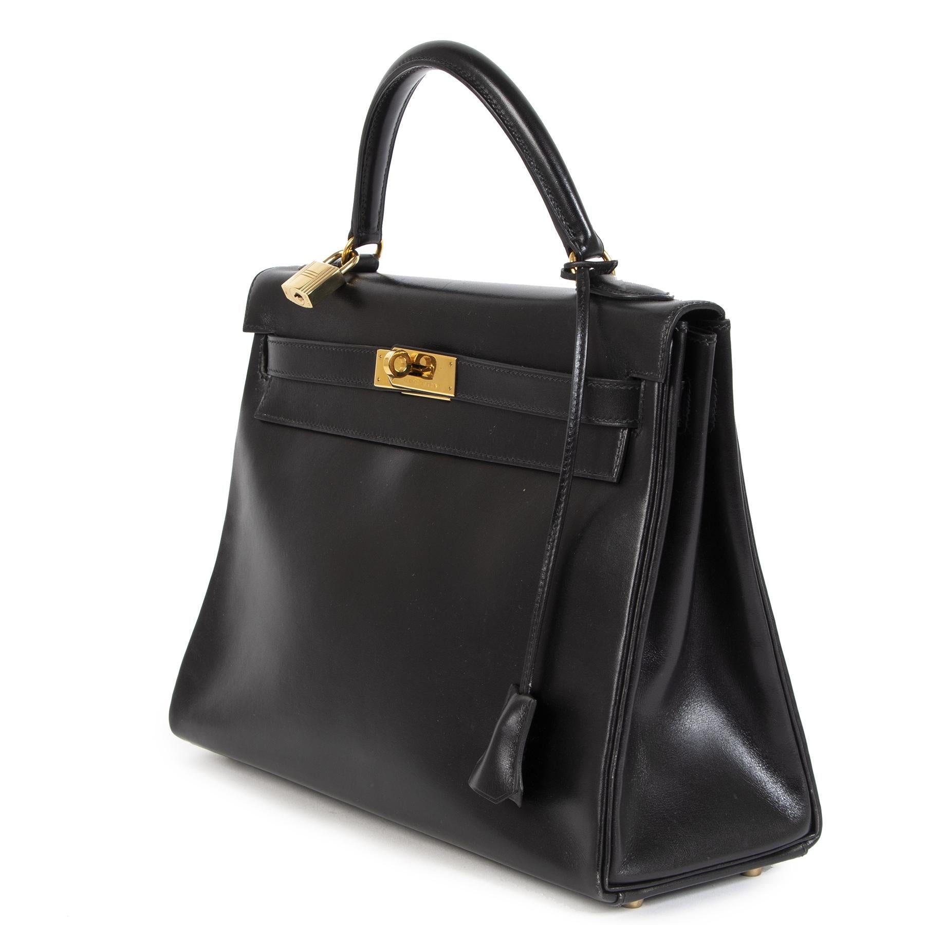 Hermès Kelly 32 Boxcalf Black Bag In Good Condition In Antwerp, BE