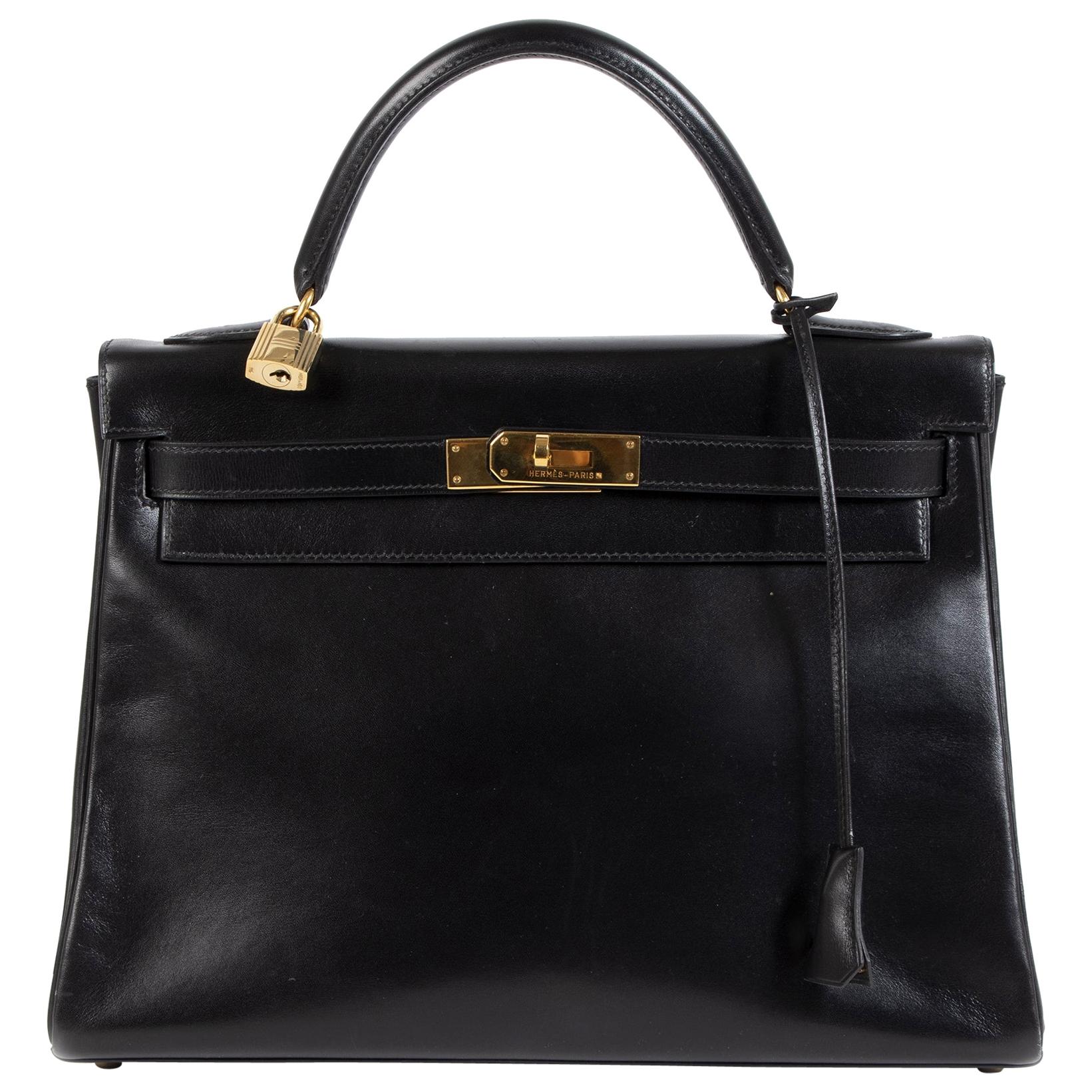 Hermès Kelly 32 Boxcalf Black Bag