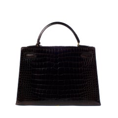 Hermes Kelly 32 Brown Crocodile Leather Bag