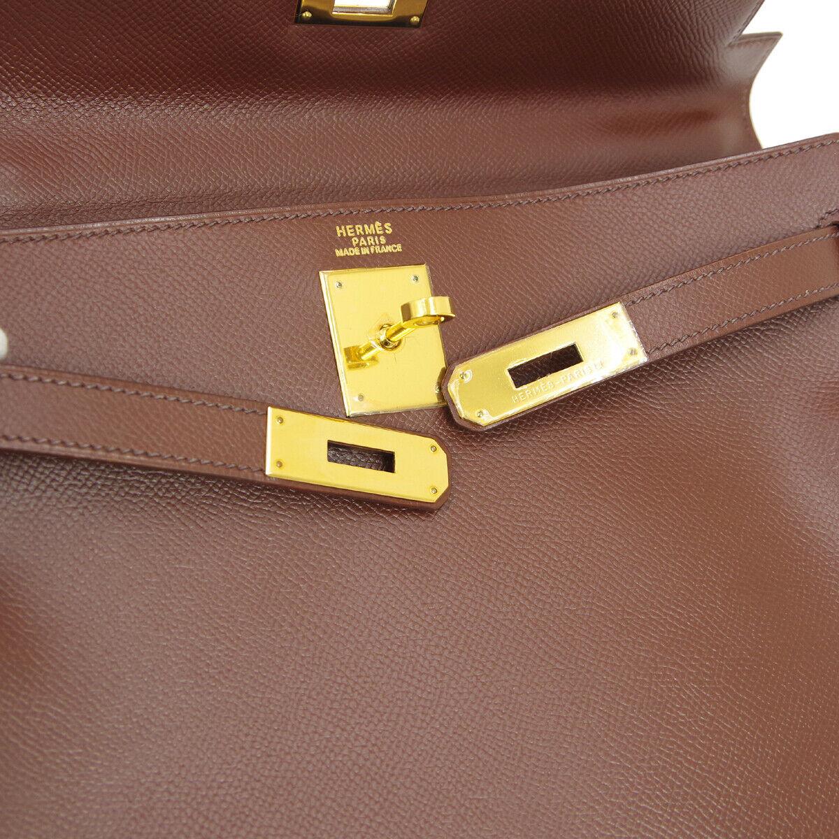 Hermes Kelly 32 Brown Leather Gold Top Handle Satchel Evening Shoulder Tote Bag

Leather
Gold tone hardware
Leather lining
Date code present
Made in France
Handle drop 3.5