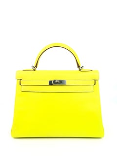 Hermes Kelly 32 Candy Collection Limette Gelb Grün Gris Palladium Hardware
