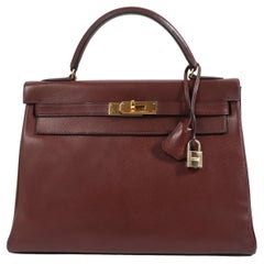 Hermès Kelly 32 Chocolate Veau Grain Lisse GHW