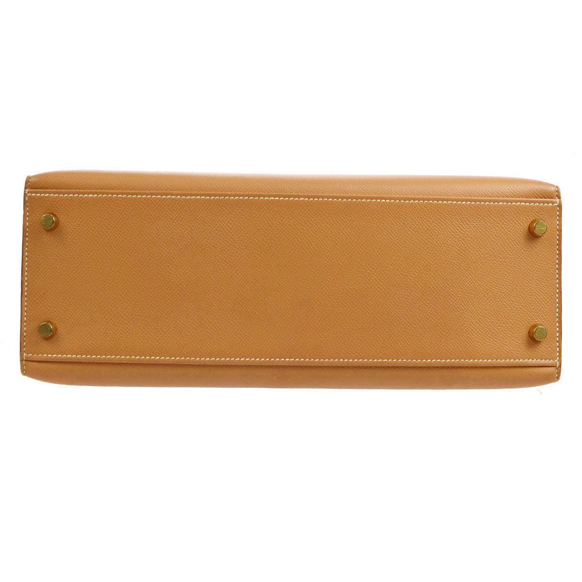 Brown Hermes Kelly 32 Cognac Tan Leather Gold Top Handle Satchel Shoulder Bag