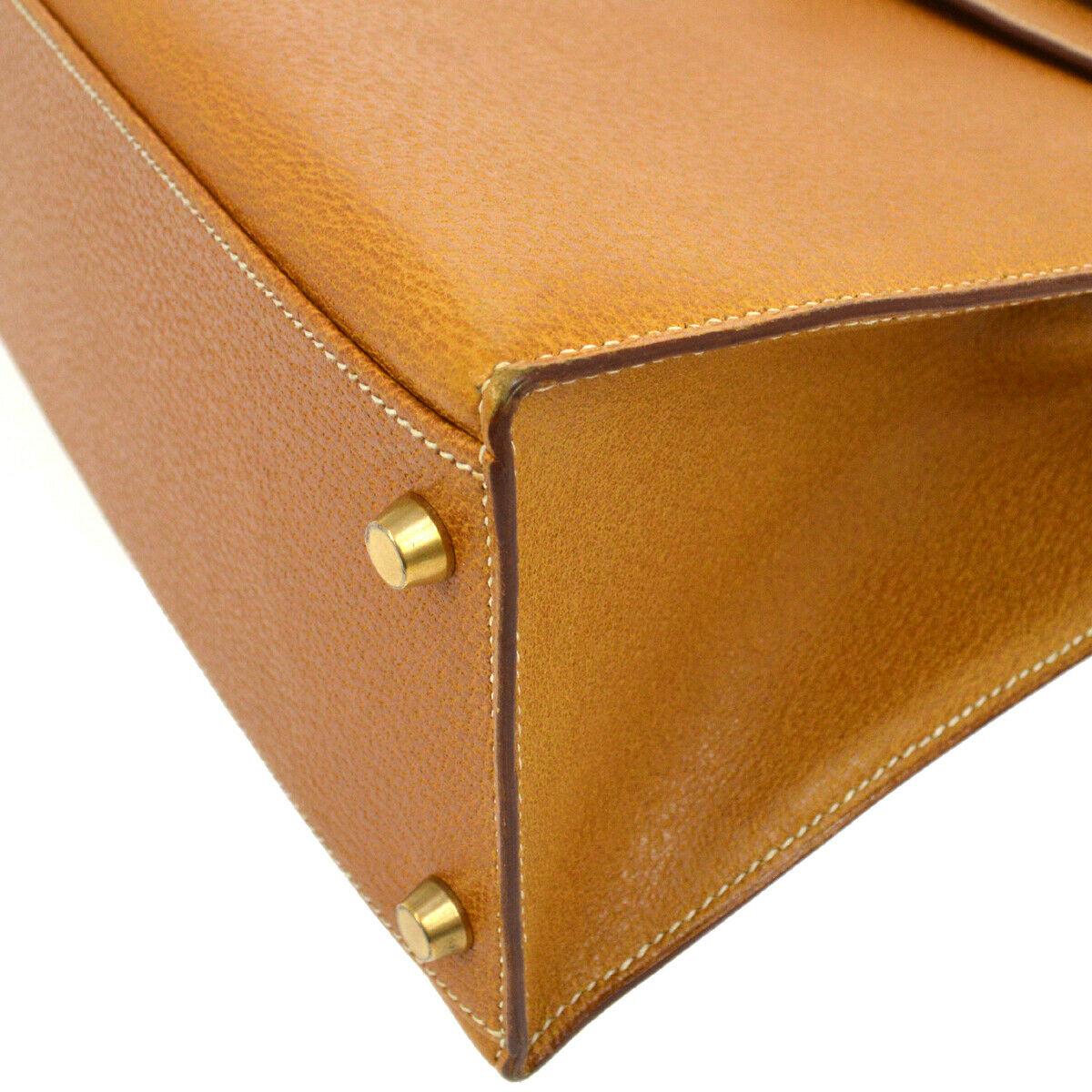 Hermes Kelly 32 Cognac Tan Leather Gold Top Handle Satchel Shoulder Bag 1