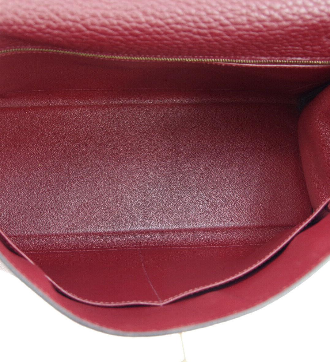 Hermes Kelly 32 Cranberry Red Gold Top Handle Satchel Shoulder Tote Bag  1