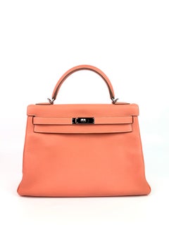 Hermes Kelly 32 Crevette Orange Pink Palladium Hardware