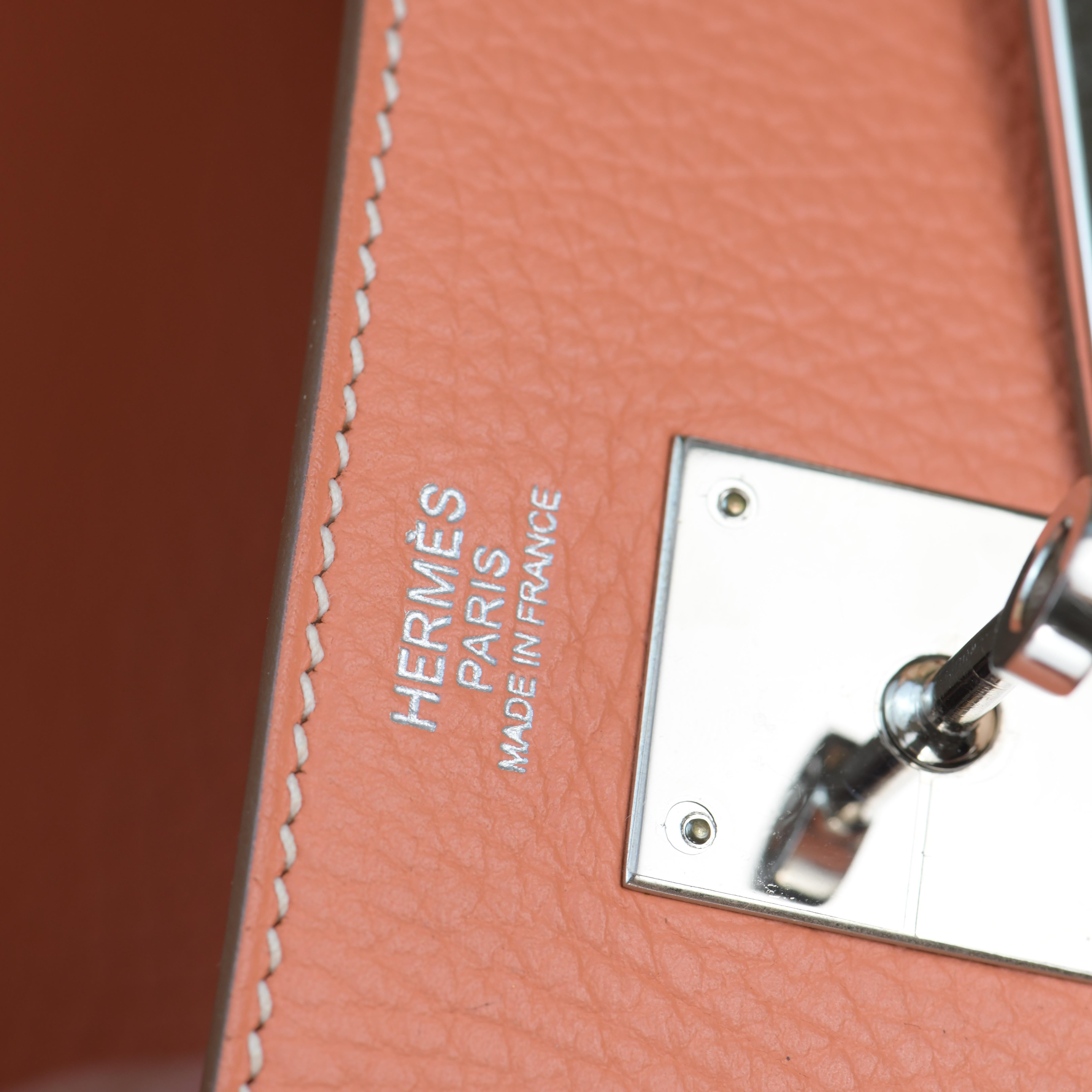 Hermès Kelly 32 Crevette Togo Leather with Silver Hardware 5