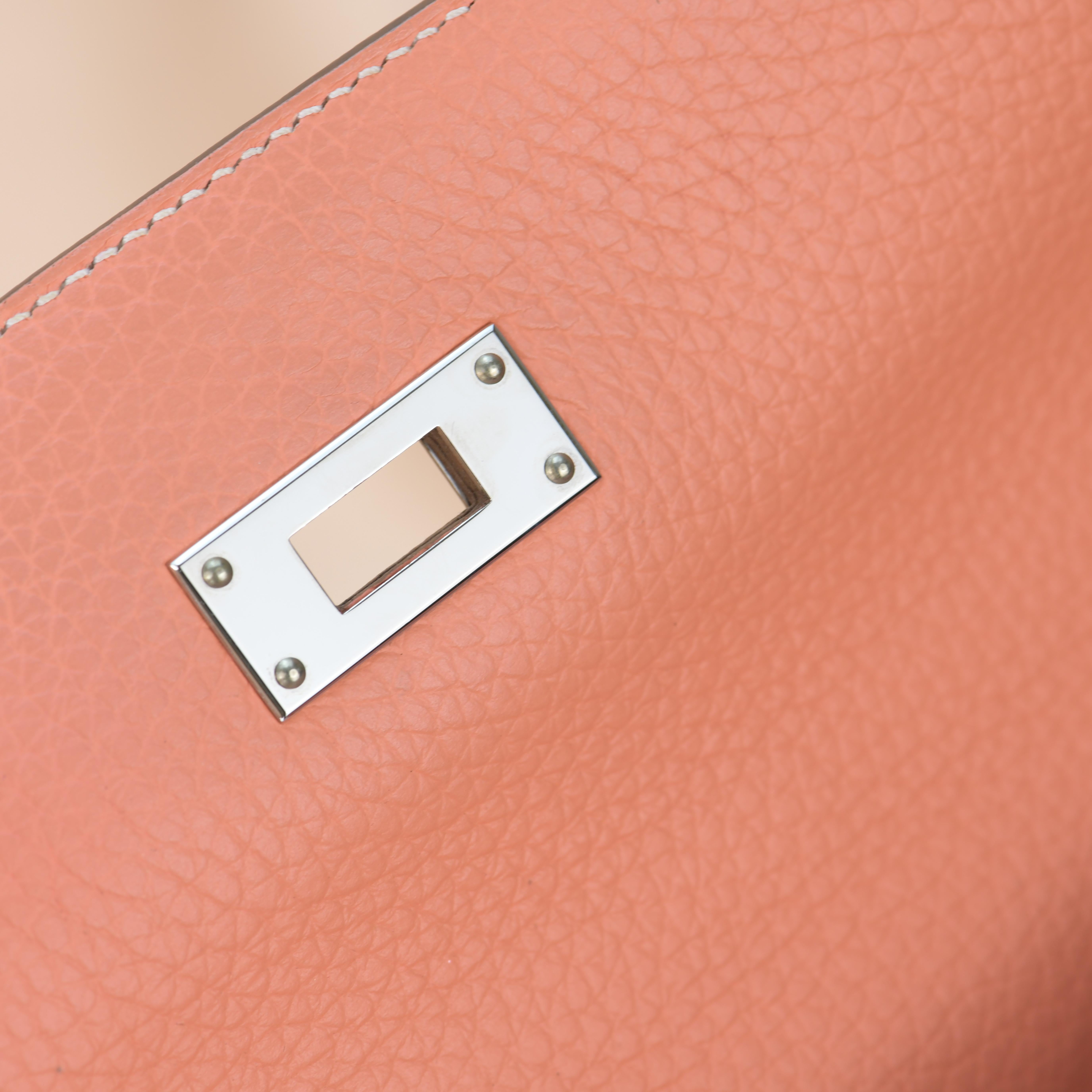 Hermès Kelly 32 Crevette Togo Leather with Silver Hardware 10