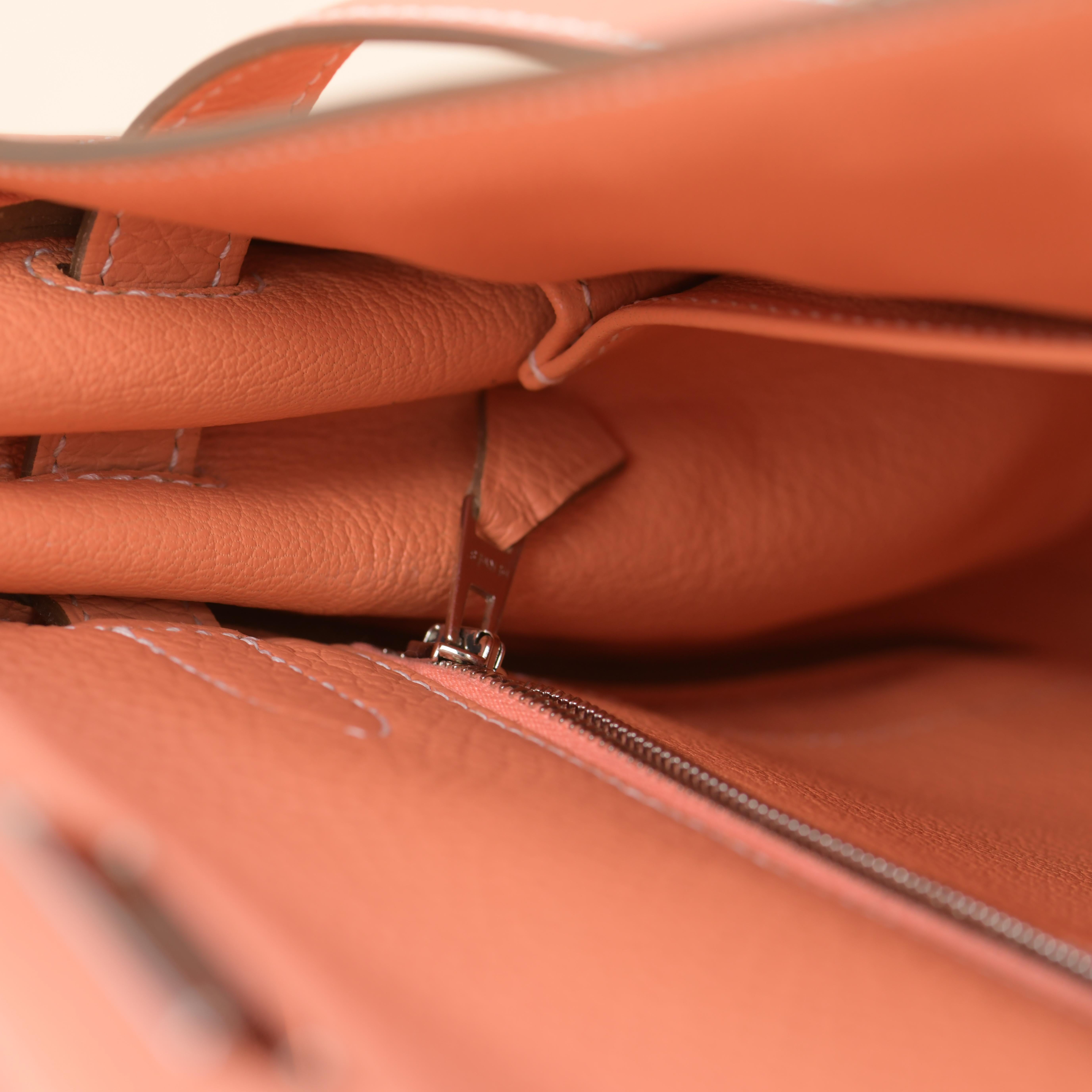Hermès Kelly 32 Crevette Togo Leather with Silver Hardware 11
