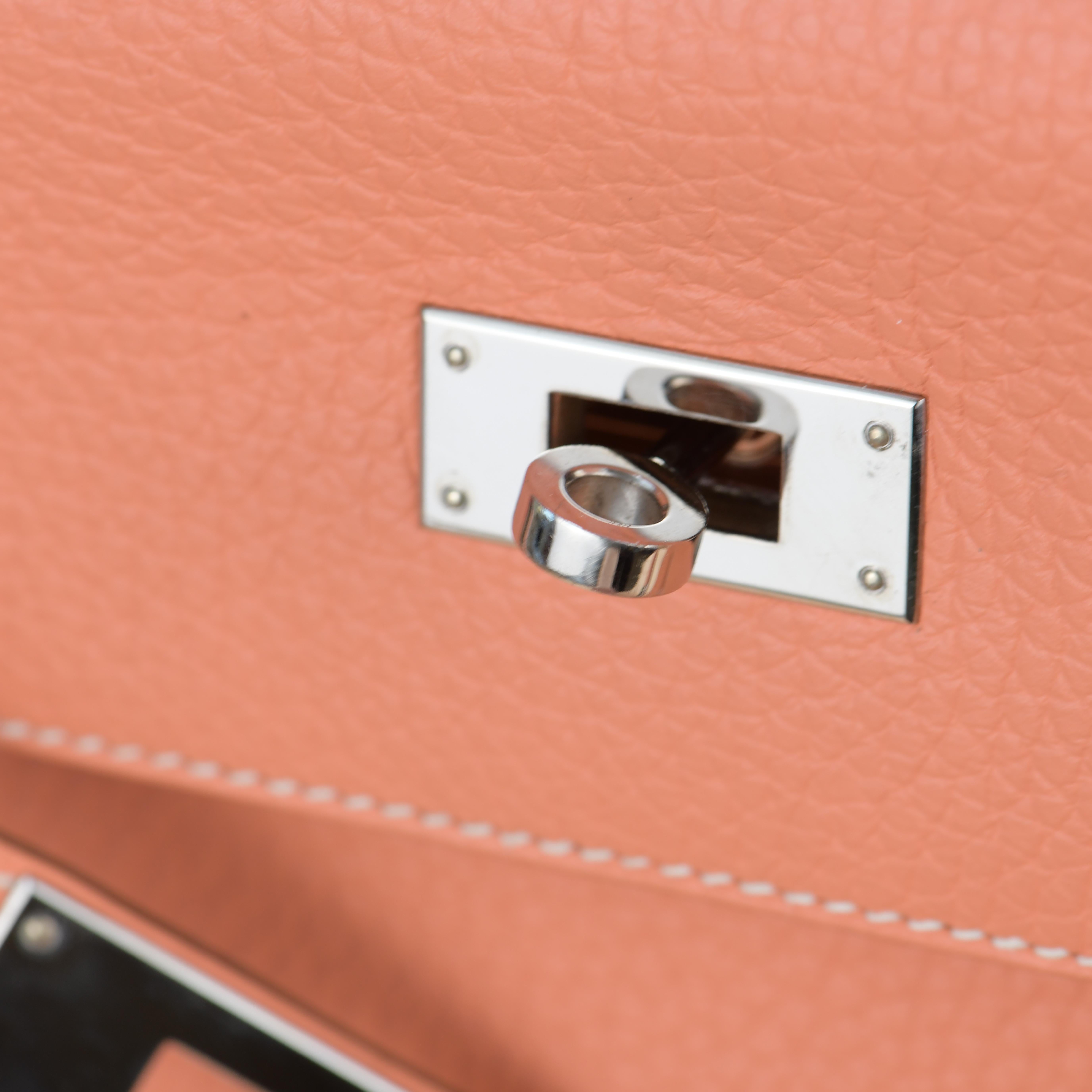 Hermès Kelly 32 Crevette Togo Leather with Silver Hardware 4