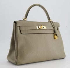 Hermes Kelly 32 grey Sauge colour Clemence Gold Hardware