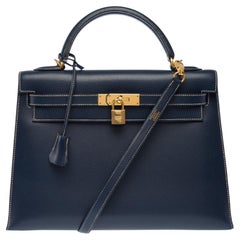 Bolso Hermès Kelly 32 azul marino