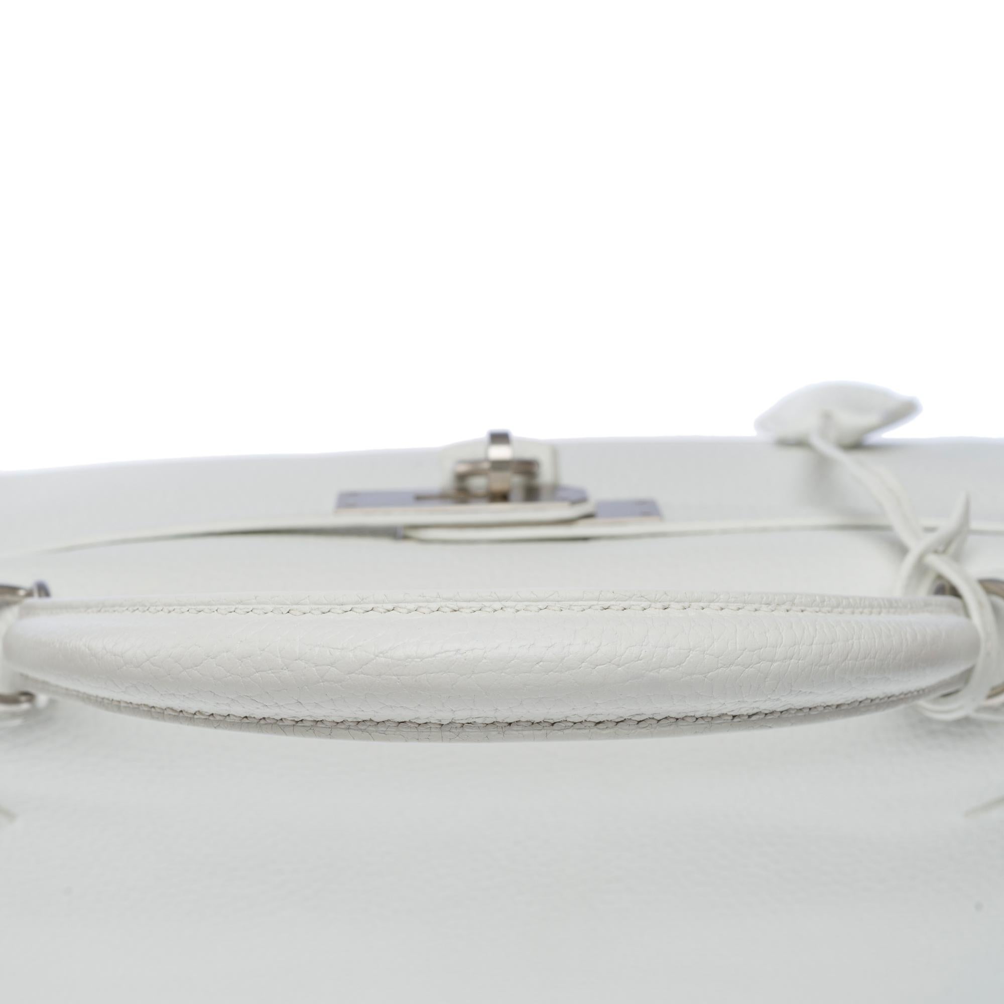 Hermès Kelly 32 handbag strap (HSO) in White & Grey interior leather, BSHW 6