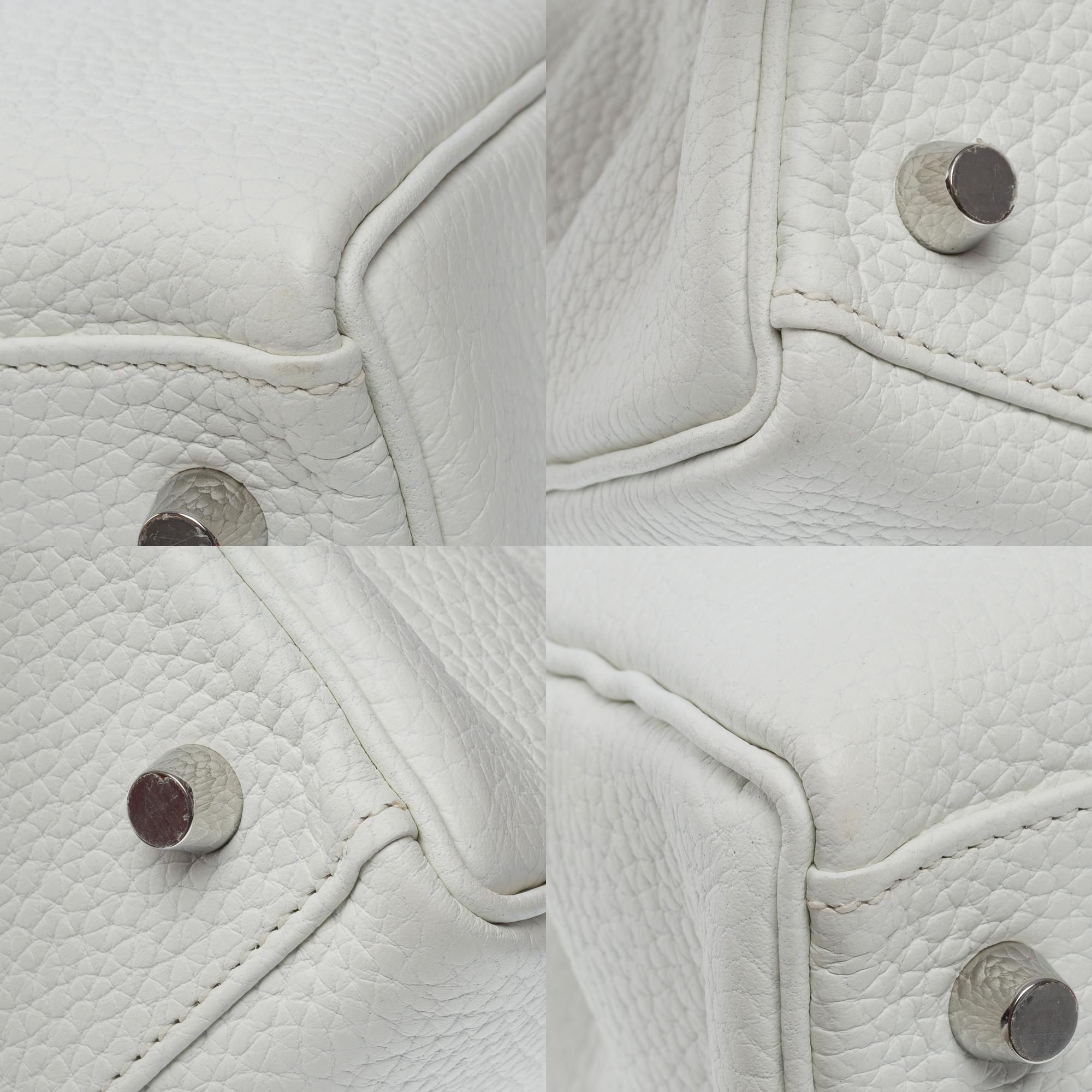 Hermès Kelly 32 Handtaschenband (HSO) aus weißem und grauem Innenleder, BSHW 8