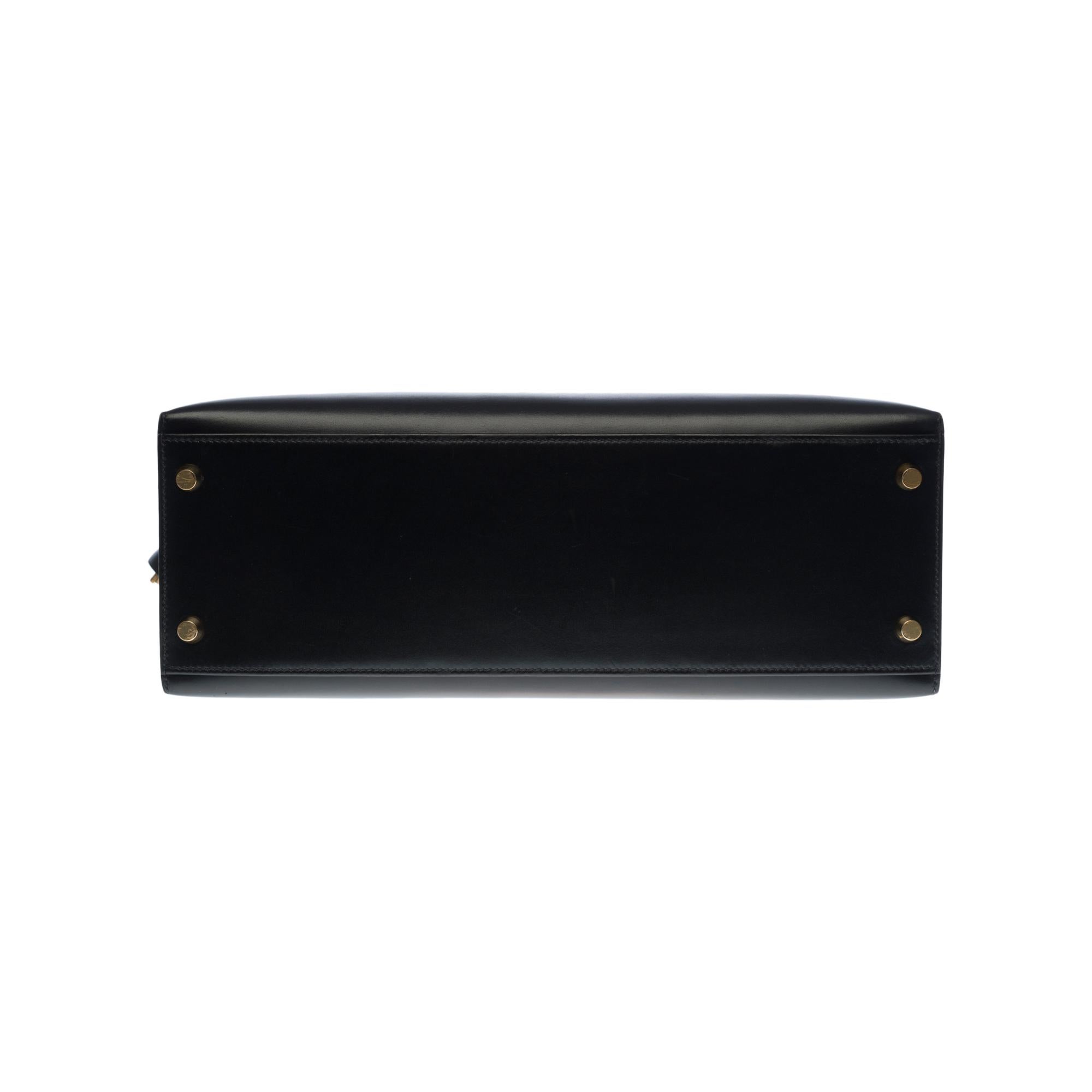 Hermès Kelly 32 handbag with strap in black box calfskin leather, GHW 3